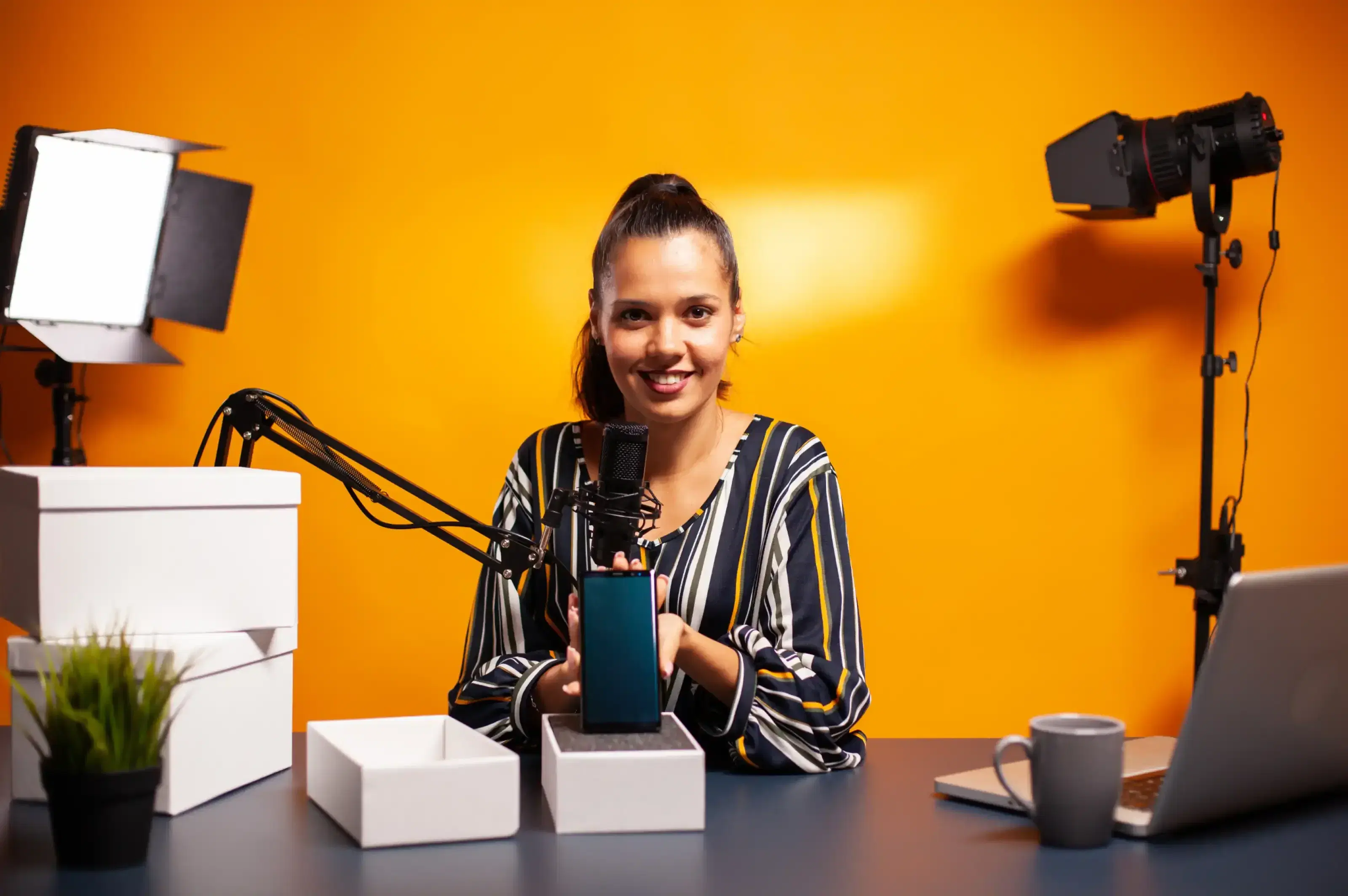 A vibrant image of content creators creating authentic video content on the Veel platform.