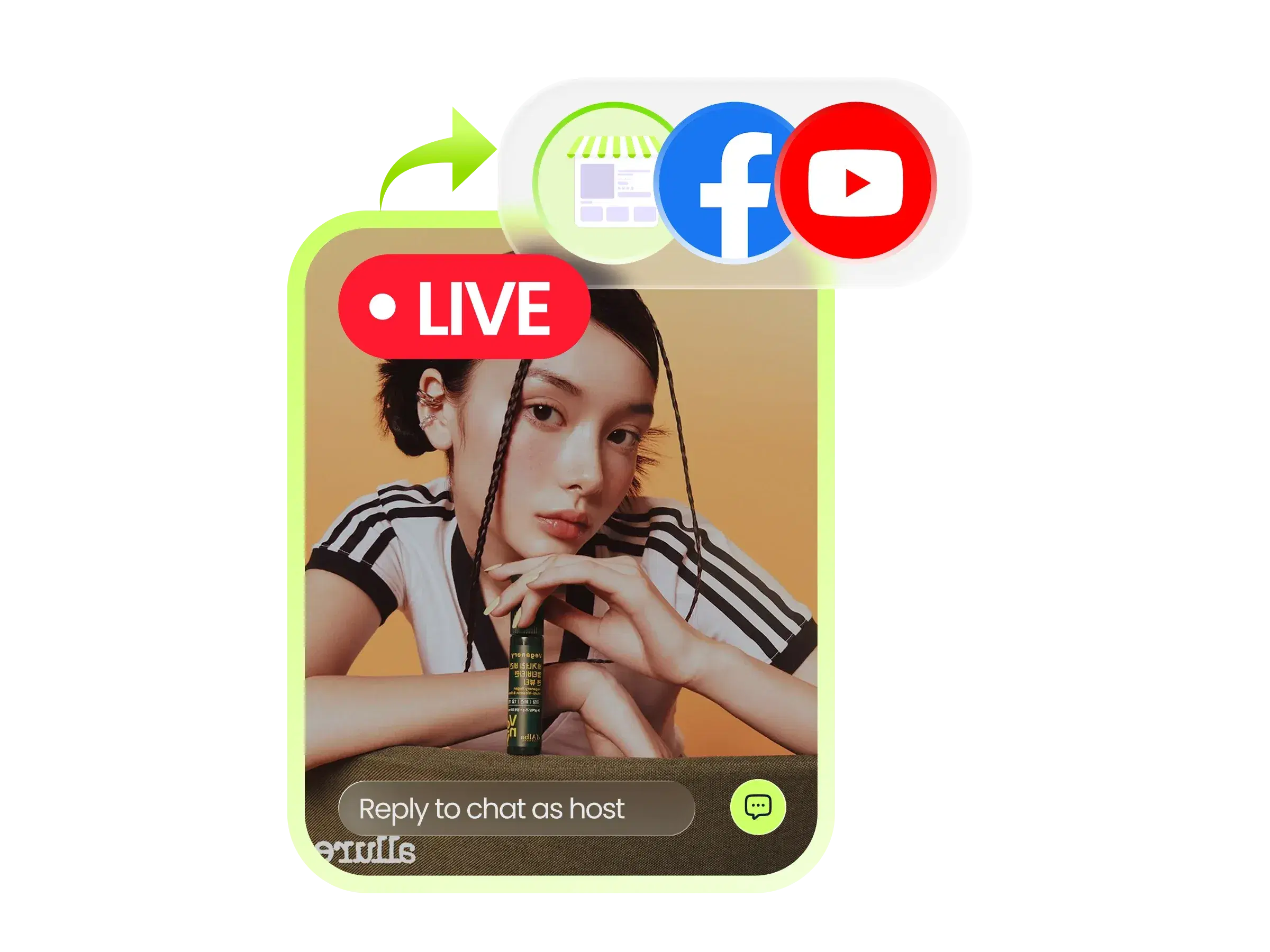 Broadcast to your storefront, Facebook and YouTube