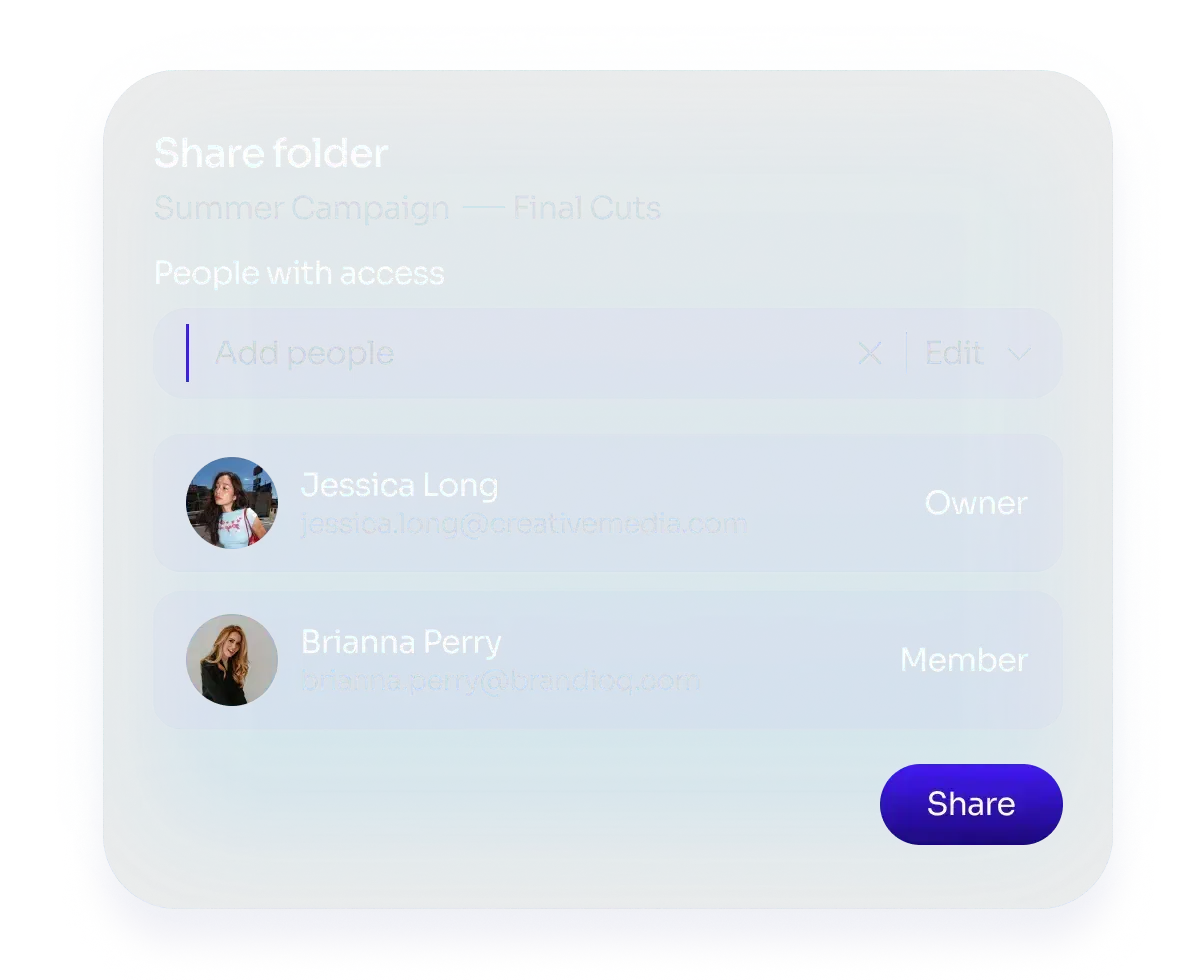 Sharing a folder with team members in Content Library